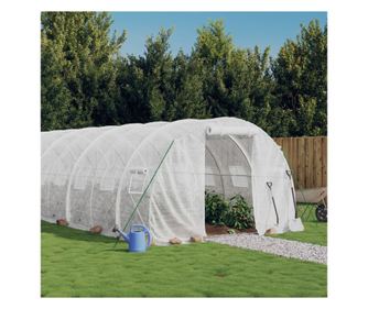 Staklenik s čeličnim okvirom, bijeli, 18 m², 6x3x2 m