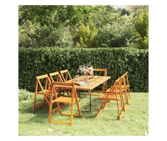 Scaune de grădină pliante, 8 buc., lemn masiv de acacia