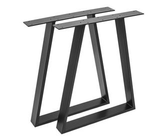 Set 2 picioare metalice masa stil scandinav Trapez, Profil Lat, Vopsire in camp electrostatic, Finisaje Premium, Negru