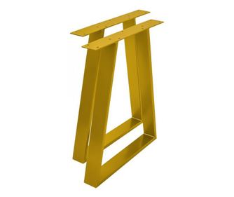 Set 2 picioare masa metal, stil scandinav Trapez, Profil Lat, Vopsire in camp electrostatic, Finisaje Premium, Auriu