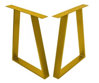 Set 2 picioare masa metal, stil scandinav Trapez, Profil Lat, Vopsire in camp electrostatic, Finisaje Premium, Auriu