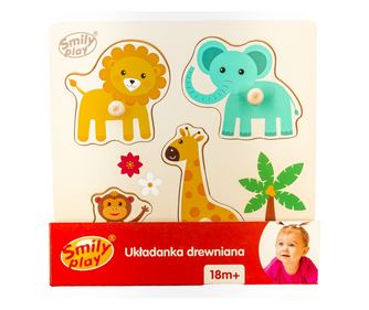 Puzzle bebelusi, SmilyPlay, Animale, Lemn, 2+
