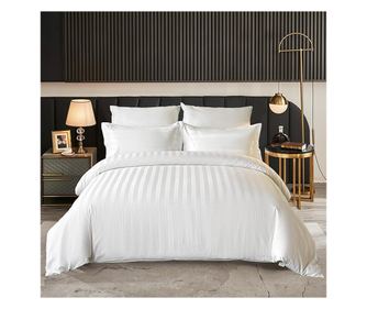 Husa pentru pilota Kotonia Home Hotel Damasc cu dungi cu latime de 2.5 cm, 100% bumbac, Alb, 180x200 cm