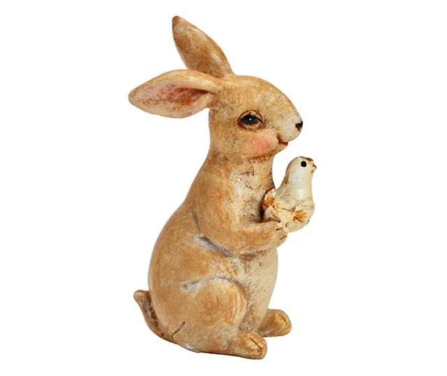Figurina iepuras cu iepure, natur, 3x7x4 cm
