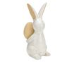 Figurina ceramica iepuras cu ou, crem, 6x16x8 cm