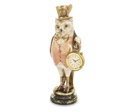 Figurina bufnita cu ceas, Rossana Collection, 28,5x9x9 cm