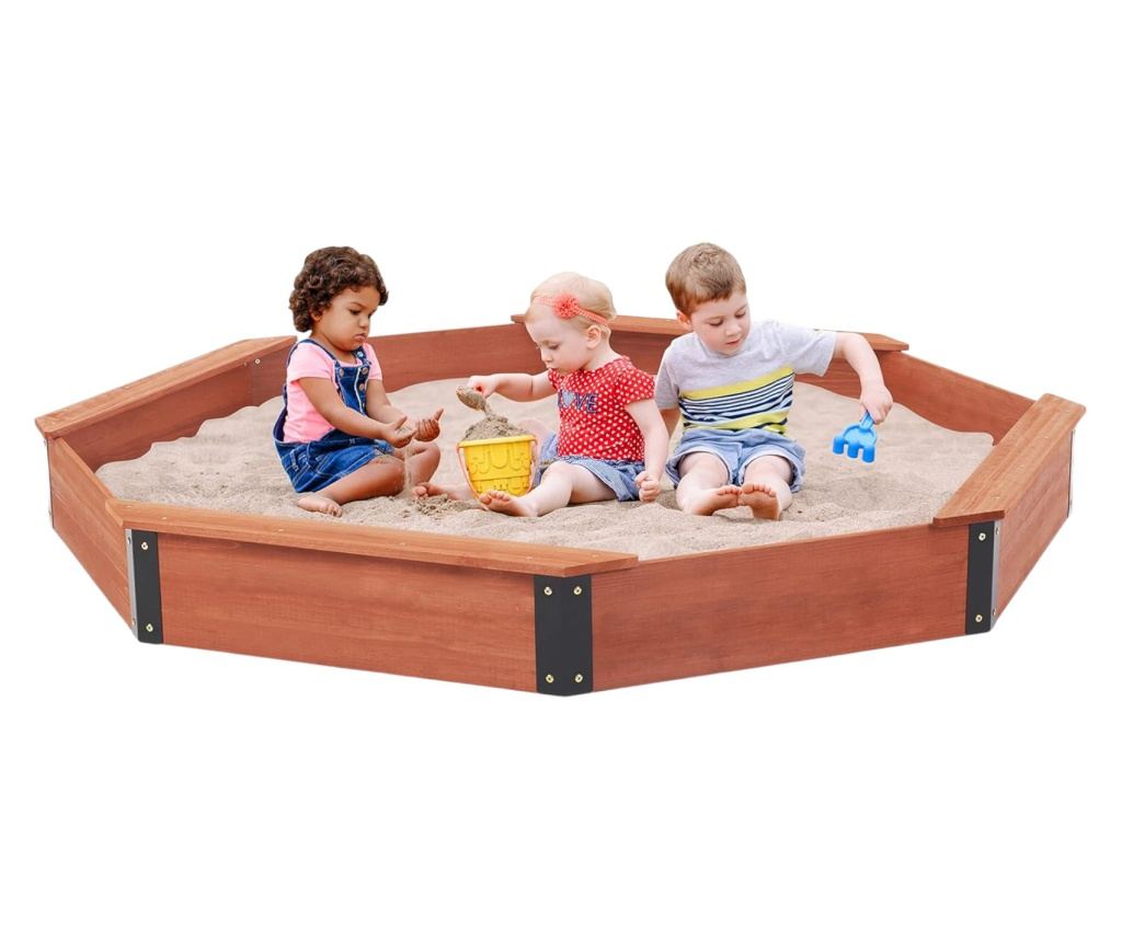 Velké dětské dřevěné pískoviště s krytem OCTAGON, 199x199x23 cm - 9