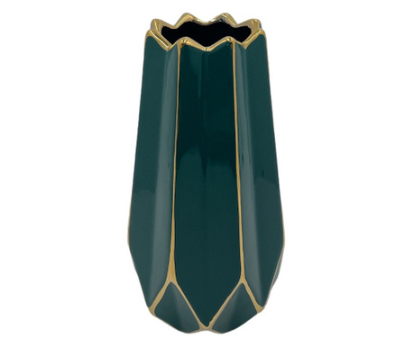 Керамична ваза в тъмнозелен цвят, 20h см