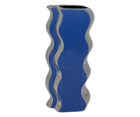 Керамична ваза в син цвят, 28h см