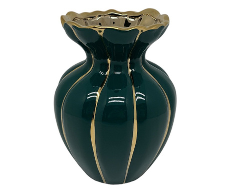 Керамична ваза в тъмнозелен цвят, 18h см