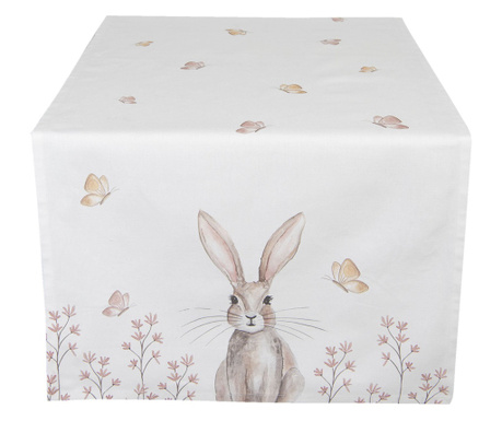 Vintage húsvéti nyuszi mintás pamut asztali futó Rustic Easter Bunny 50 140 cm