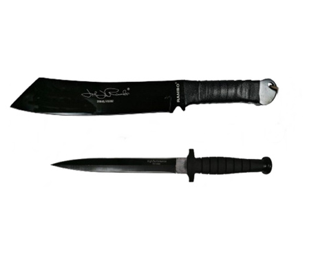 Комплект Ловен нож с две остриета и мачете 56.5 см, IdeallStore, Неръждаема стомана