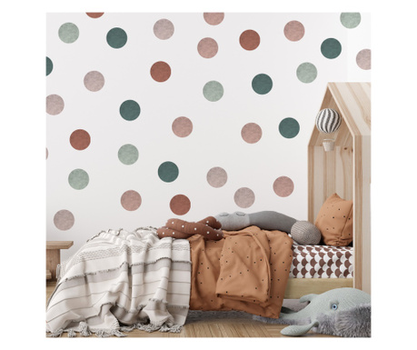Autocolante Muralo puncte bej si verzi decor frumos pentru camera sau dormitorul copiilor  95x60