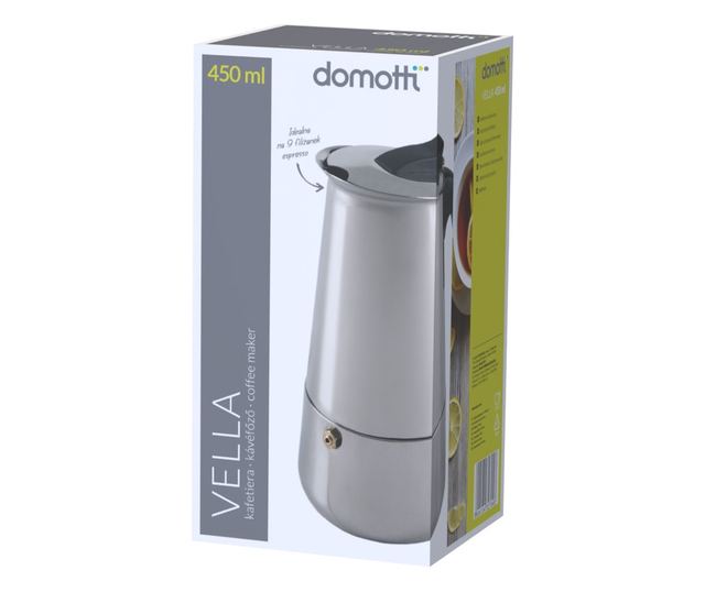 Espressor aragaz, 9 cesti, 450ml, inox, DOMOTTI Vella