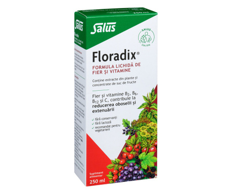 Formula lichida de fier si vitamine, Floradix, Salus, 250ml
