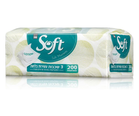 Servetele faciale moi uscate, imbibate cu lotiune, Sano Soft , 2x100 buc
