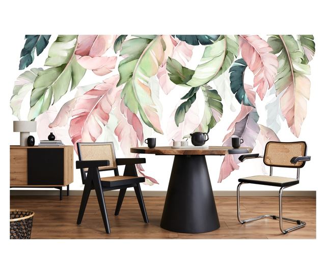 Muralo Fotótapéta színes, banánlevél, trópusi dekoráció nappaliba hálószobába, egzotikus 270x180cm