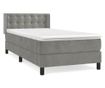 Boxspring krevet s madracem, Svjetlo siva, 90x190 cm, Baršun thumbnail 2