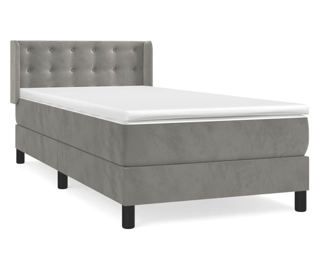 Boxspring krevet s madracem, Svjetlo siva, 90x190 cm, Baršun - 2