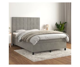 Boxspring gykeret matraccal, vilgos szrke, 140x190 cm, brsony