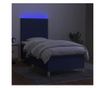 Krevet s oprugama, madracem i LED rasvjetom, plavi, 90x190 cm, tekstil thumbnail 4