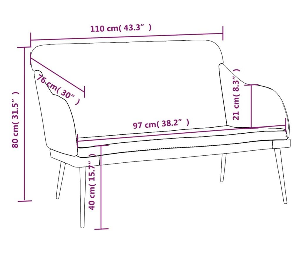 Пейка, черна, 110x76x80 см, кадифе - 8