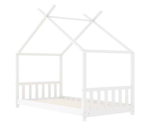 Παιδικό Κρεβάτι, Λευκό, 80 x 160 εκ., Μασίφ Ξύλο Πεύκου