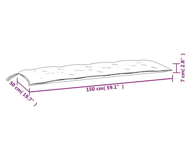 melange bordó szövet kerti padpárna 150 x 50 x 7 cm
