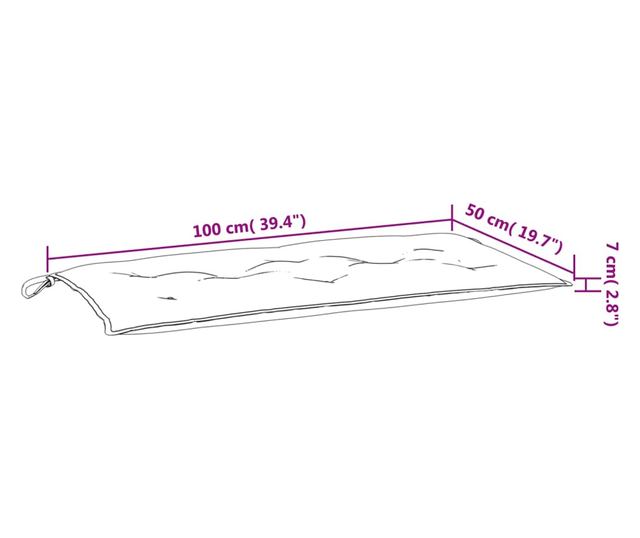 2 db melange bordó szövet kerti padpárna 100 x 50 x 7 cm