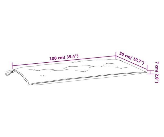 2 db tengerészkék oxford szövet kerti padpárna 100 x 50 x 7 cm