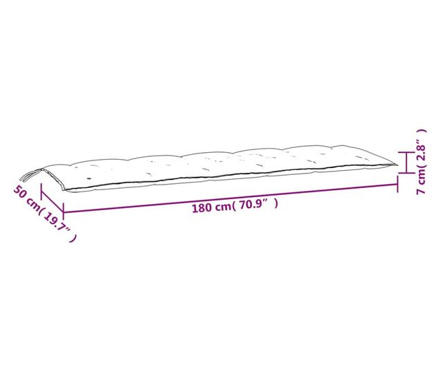 2 db tengerészkék oxford szövet kerti padpárna 180 x 50 x 7 cm