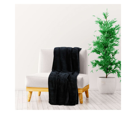 Pătură, negru, 130x170 cm, poliester