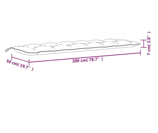 2 db tengerészkék oxford szövet kerti padpárna 200 x 50 x 7 cm