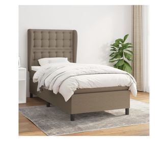 Box spring gy szrke taupe szn matraccal, 90x200 cm, textil