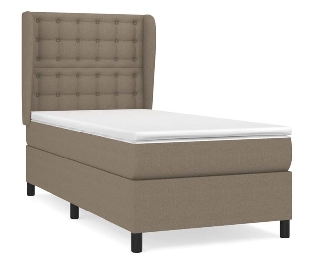 Box spring gy szrke taupe szn matraccal, 90x200 cm, textil