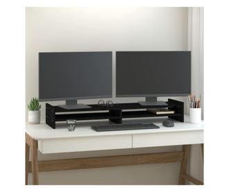 Monitorllvny, fekete, 100x27x15 cm, tmr fenyfa