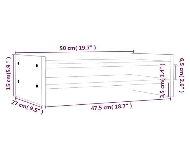 Monitorllvny, szrke, 50x27x15 cm, tmr feny
