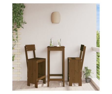 Σκαμπό Μπαρ 2 τεμ. Μελί-Καφέ 40x48.5x115.5 εκ. από Μασίφ Ξύλο Πεύκου