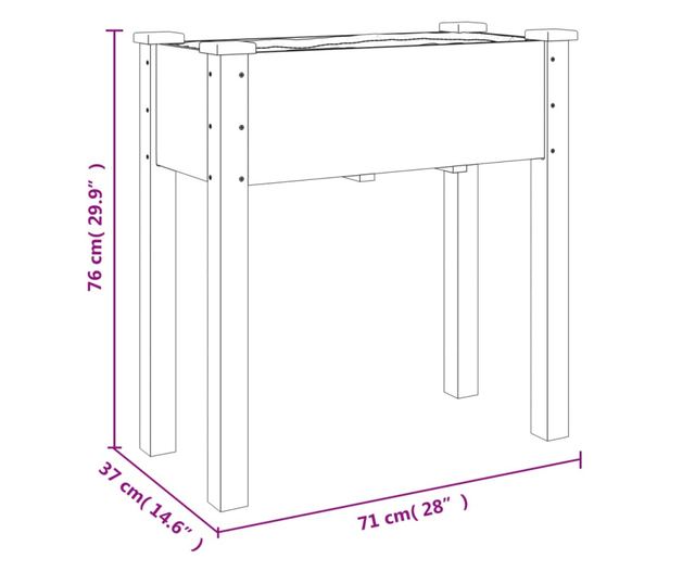 Žardinjera s oblogom, 71x37x76 cm, masivno drvo jele
