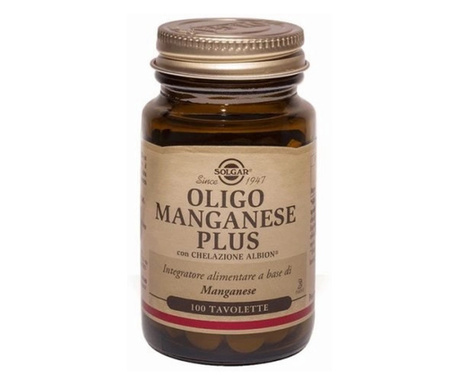 Хранителна добавка, Oligo Manganese Plus, 100 таблетки, марка Solgar
