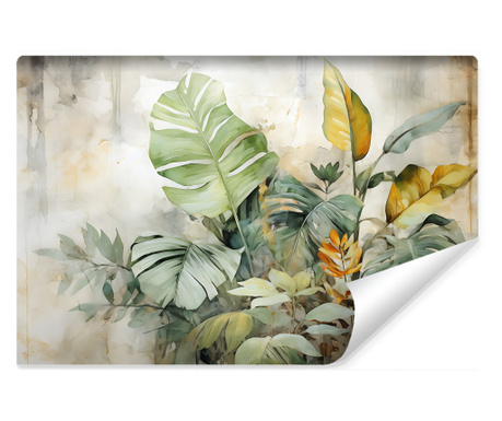 Muralo Fotótapéta monstera levelek, trópusi, vadon élő növényzet, nappali hálószoba dekoráció