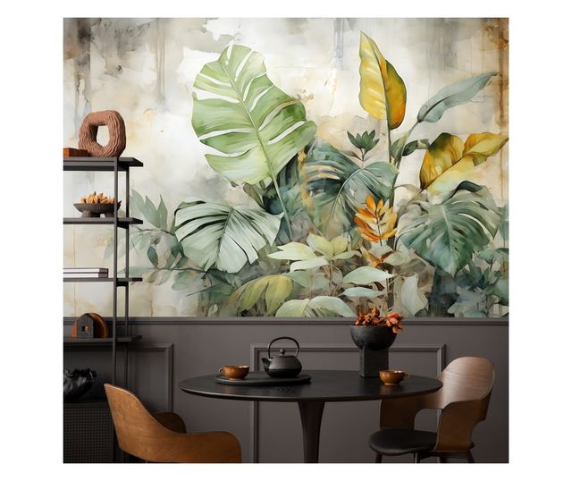 Muralo Fotótapéta monstera levelek, trópusi, vadon élő növényzet, nappali hálószoba dekoráció 400x280cm