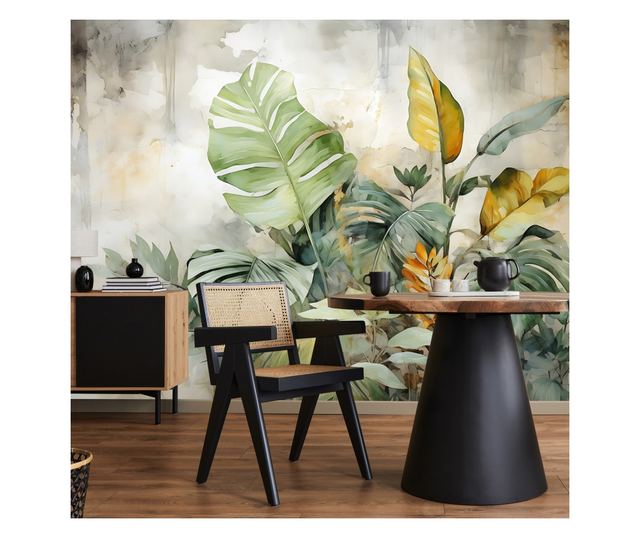 Muralo Fotótapéta monstera levelek, trópusi, vadon élő növényzet, nappali hálószoba dekoráció 400x280cm
