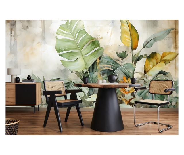 Muralo Fotótapéta monstera levelek, trópusi, vadon élő növényzet, nappali hálószoba dekoráció 400x280cm