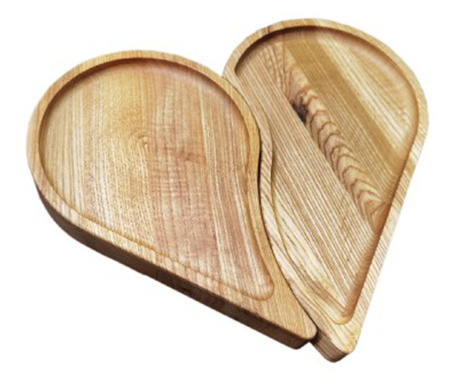 Platou lemn P08 stejar natural in forma de inima