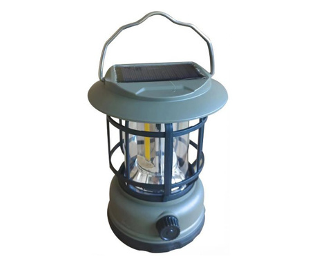 Lampa portabila camping, Felinar Vintage, ABS, Iluminare 30 COB LED, Intensitate reglabila, Acumulator inclus, Incarcare Solara
