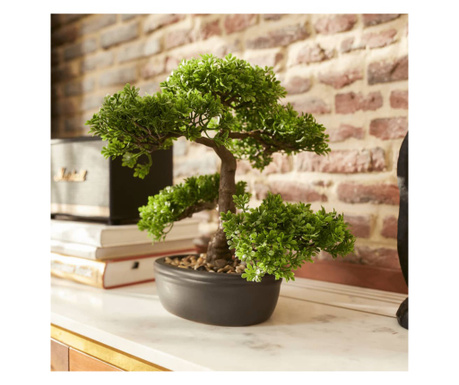 Ficus artificial mini bonsai, verde, 32 cm 420002