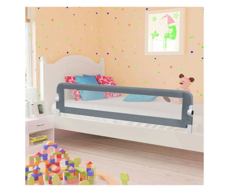 Balustradă de protecție pat copii, gri, 180x42 cm, poliester