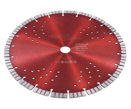 vidaXL Disc diamantat de tăiere cu segmente turbo și găuri oțel 300 mm