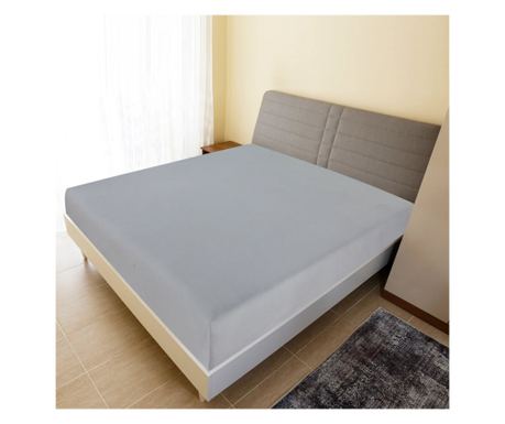 Plahta s gumicom, 2 kom, Siva, 100x200 cm, Pamuk